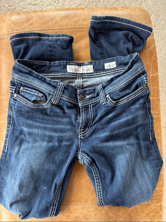 BKE Denim - BKE Women's Dark Blue Flare Jeans with White Contrast Stitching